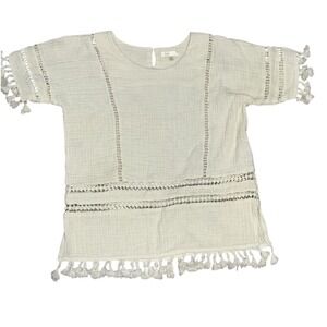 Rylee + Cru Gauze Tassle Cover Up Boho Tassels Cream Cotton Girls Size 2-3Y‎ $66